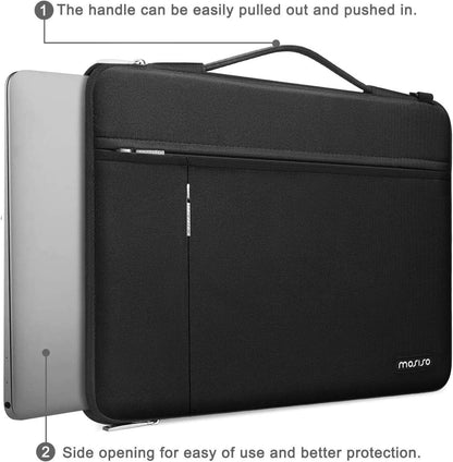 MOSISO 360 Protective Laptop Shoulder Bag Compatible with Macbook Air/Pro,13-13.3 Inch Notebook, Compatible with Macbook Pro 14 M4 M3 M2 M1,Side Open Sleeve with Horizontal&Vertical Pockets, Black