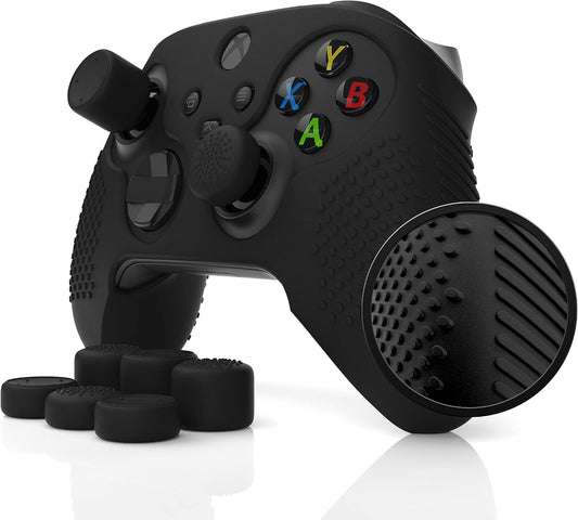 Foamy Lizard Seriespro Controller Skin for Xbox Series X & S Protector Ergonomic Soft Studded Anti-Slip Silicone Rubber Gel Grip Case, 1 Cover + 8 Raised Thumb Grip Caps (NOT for Elite 1/2) (Black)