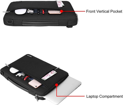 MOSISO 360 Protective Laptop Shoulder Bag Compatible with Macbook Air/Pro,13-13.3 Inch Notebook, Compatible with Macbook Pro 14 M4 M3 M2 M1,Side Open Sleeve with Horizontal&Vertical Pockets, Black