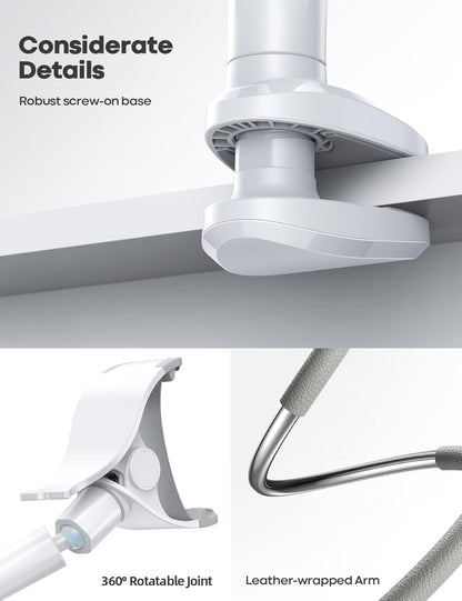 Phone Holder Bed Gooseneck Mount, Cell Phone Clamp Clip for Desk, Flexible Long Arm Headboard Bedside Lazy Bracket, Overhead Table Stand Grey