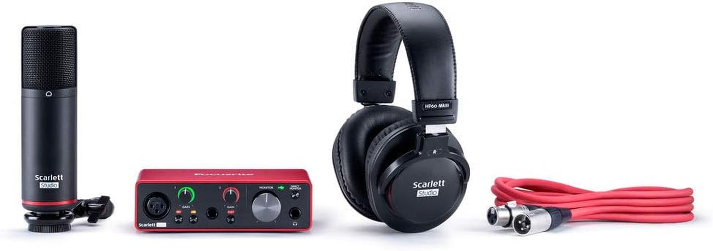Focusrite Scarlett Solo Studio 3Rd Gen USB Audio Interface Bundle for the Guitarist, Vocalist or Producer with Condenser Microphone and Headphones for Recording, Songwriting, Streaming and Podcasting
