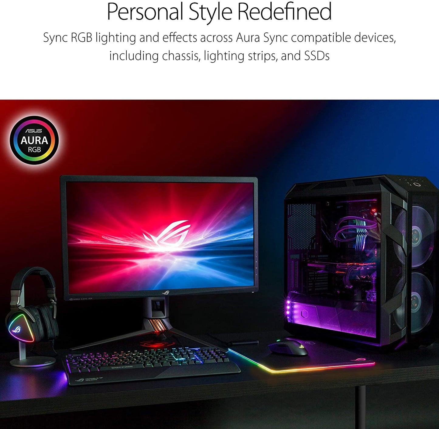 ASUS Wireless Optical Gaming Mouse for PC - ROG Gladius II | Right-Hand Grip | 12000 DPI Optical Sensor, 400 IPS, Omron Switches | 6 Programmable Buttons | Aura Sync RGB Lighting, ROG Armoury II