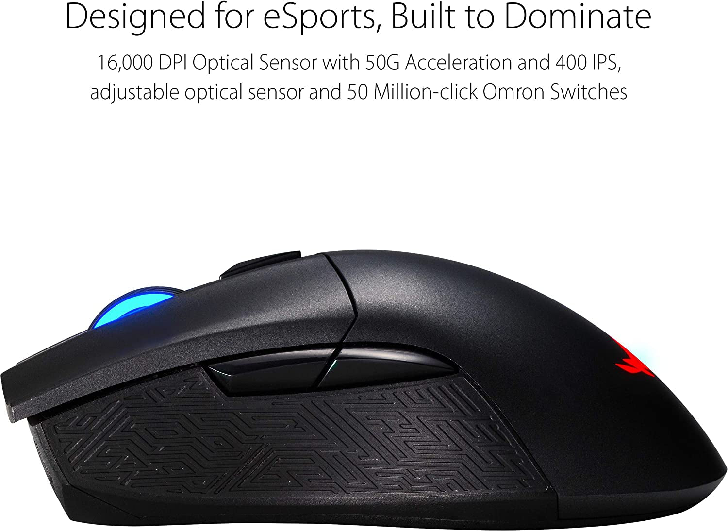 ASUS Wireless Optical Gaming Mouse for PC - ROG Gladius II | Right-Hand Grip | 12000 DPI Optical Sensor, 400 IPS, Omron Switches | 6 Programmable Buttons | Aura Sync RGB Lighting, ROG Armoury II