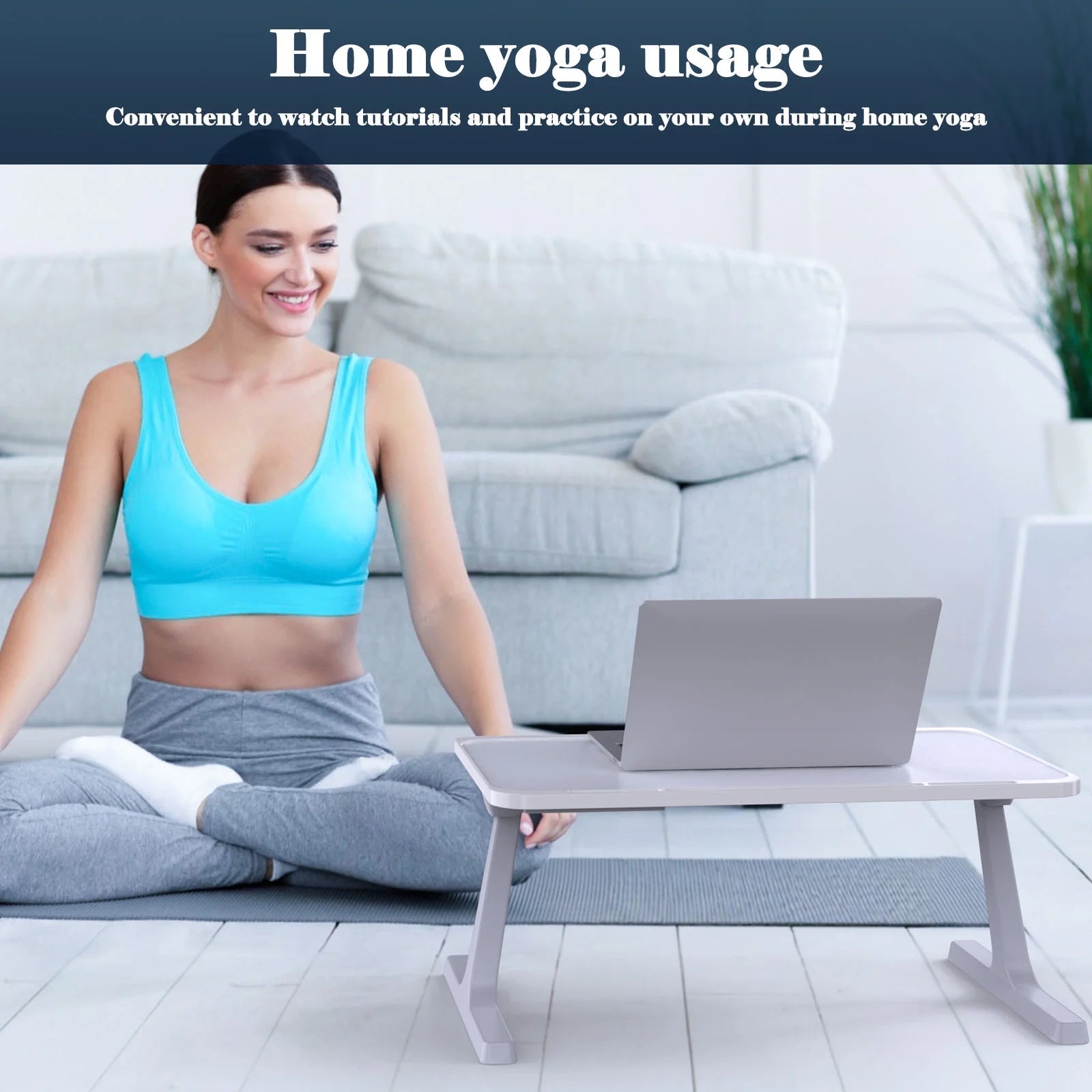 Laptop Bed Desk Tray Bed Table, Foldable Portable Lap Desk Notebook Stand Reading Holder with Storage Drawer for Eating Breakfast on Bed/Couch Gray