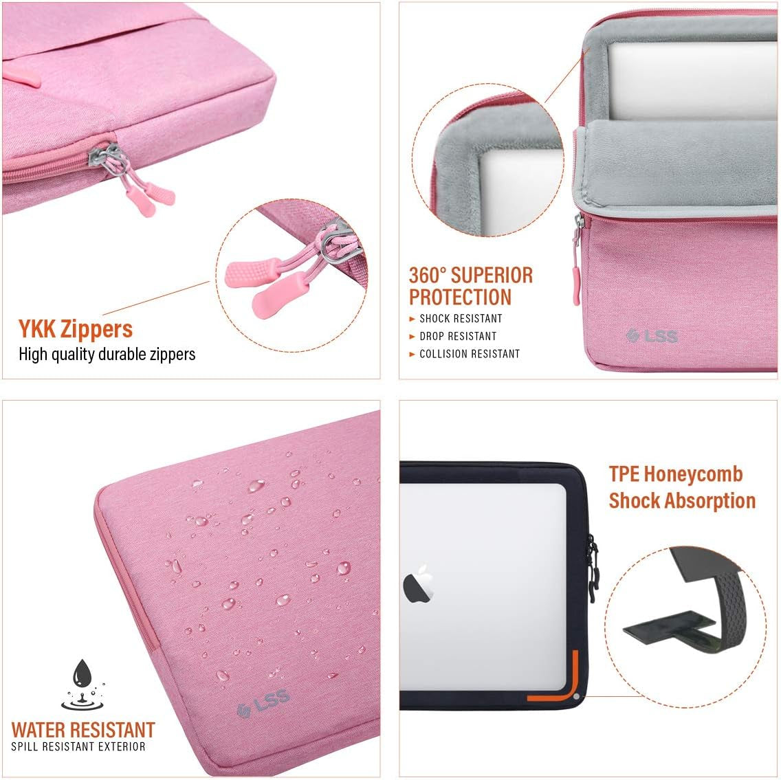 LSS Protective Laptop Sleeve for Men/Women - Stylish & Durable Sleeve Bag for 14"-15.6" Laptops - Cool Laptop Sleeve - Compatible with Macbook, Microsoft, Lenovo, HP, Dell, & More