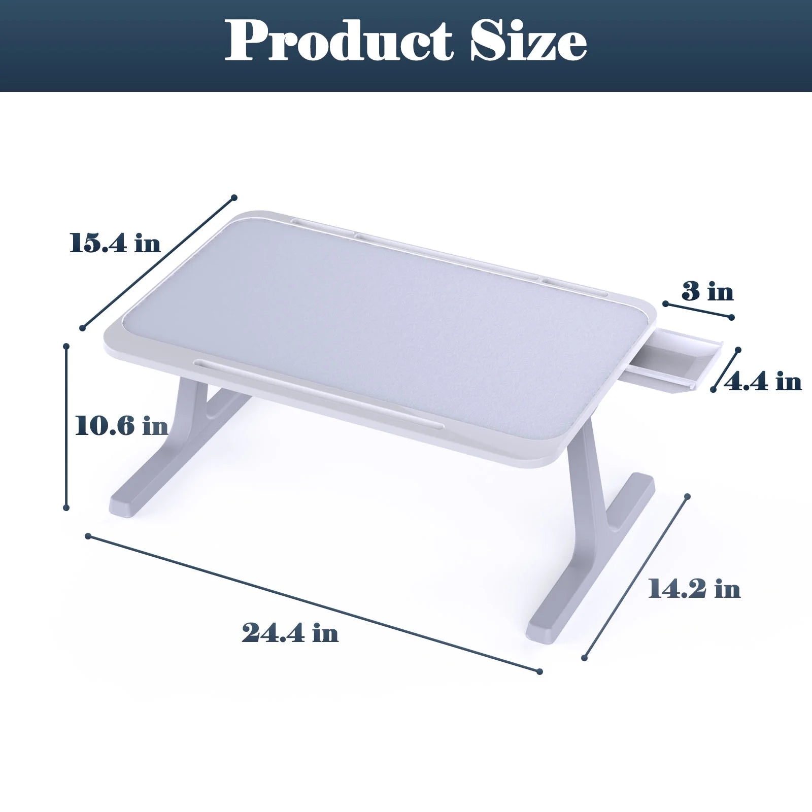 Laptop Bed Desk Tray Bed Table, Foldable Portable Lap Desk Notebook Stand Reading Holder with Storage Drawer for Eating Breakfast on Bed/Couch Gray