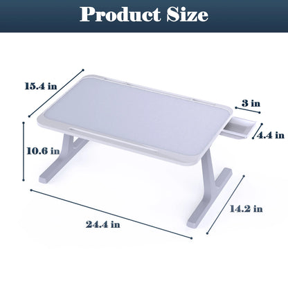 Laptop Bed Desk Tray Bed Table, Foldable Portable Lap Desk Notebook Stand Reading Holder with Storage Drawer for Eating Breakfast on Bed/Couch Gray