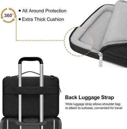 MOSISO 360 Protective Laptop Shoulder Bag Compatible with Macbook Air/Pro,13-13.3 Inch Notebook, Compatible with Macbook Pro 14 M4 M3 M2 M1,Side Open Sleeve with Horizontal&Vertical Pockets, Black
